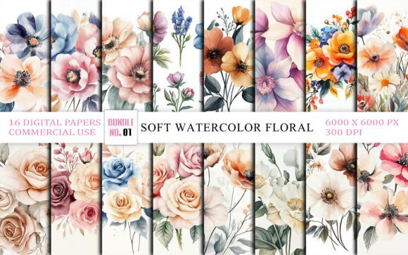 Download Soft Watercolor Floral Clipart Bundle - Floral clipart bundle Collection