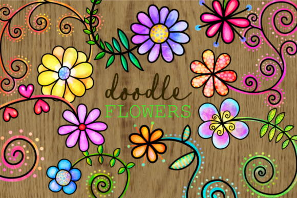 Download Hand Drawn Doodle Watercolor Flowers - Watercolor flower Collection