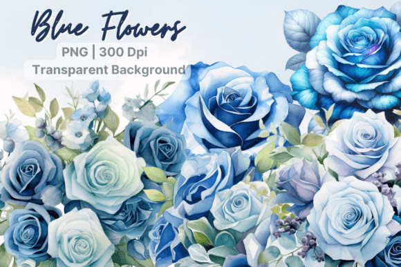 Download Blue Roses Clipart, Watercolor Flowers - Watercolor flower Collection
