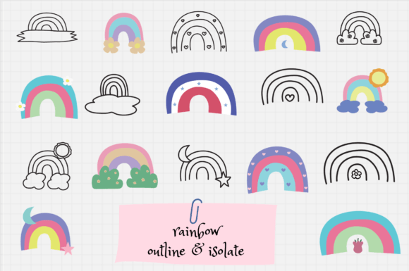 Download Hand Drawn Rainbow Outline and Isolate - Isolate Collection
