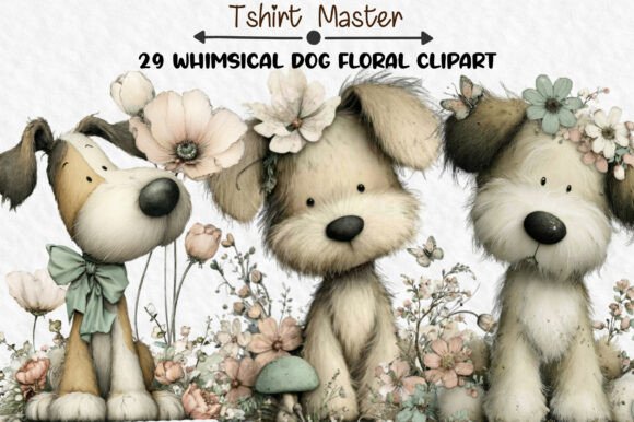 Download Whimsical Dog Floral Clipart Bundle - Floral clipart bundle Collection