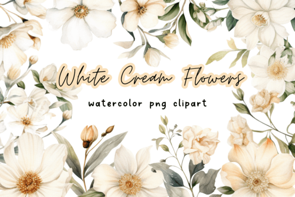 Download White Cream Watercolor Flower Clipart - Watercolor flower Collection