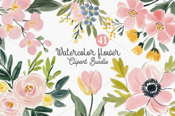 Download Watercolor Flower Clipart Bundle - Watercolor flower Collection