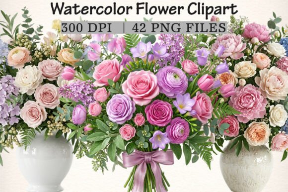 Download Watercolor Flower Clipart - Watercolor flower Collection