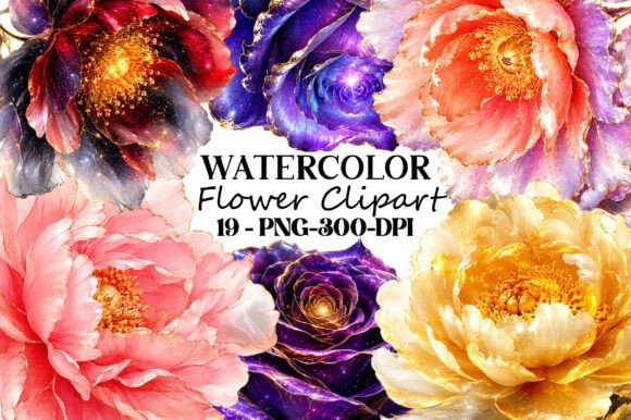 Download Watercolor Flower Clipart PNG Bundle - Watercolor flower Collection