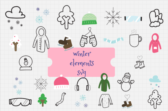 Download Winter Elements Outline Isolate - Isolate Collection