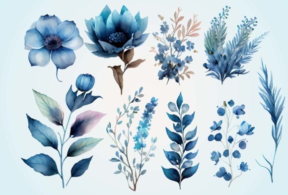 Download Blue Watercolor Flower Clipart - Watercolor flower Collection