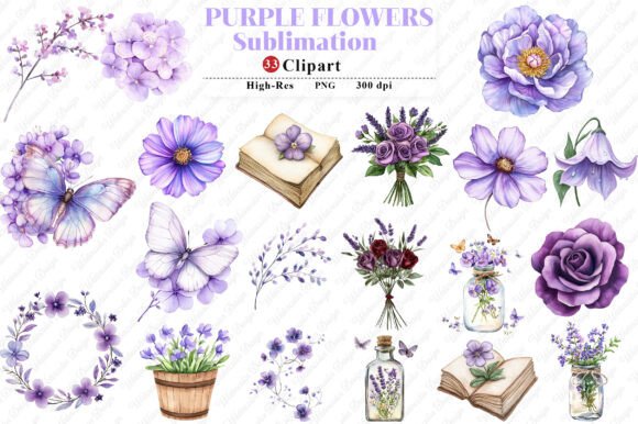 Download Purple Flowers Watercolor Flower Clipart - Watercolor flower Collection