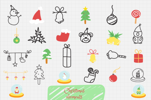 Download Christmas Elements Outline Isolate - Isolate Collection