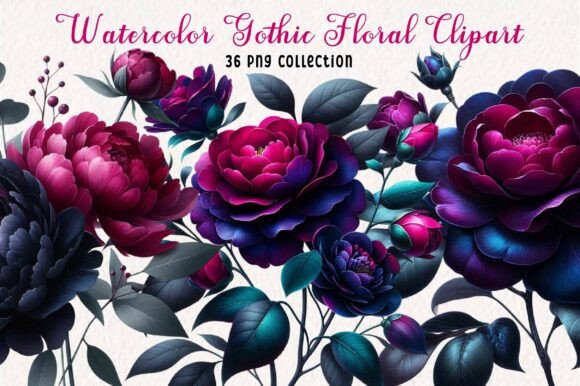 Download Gothic Watercolor Floral Clipart Bundle - Premium Resources