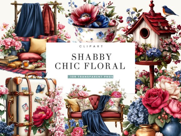Download Shabby Chic Floral Clipart Bundle - Floral clipart bundle Collection