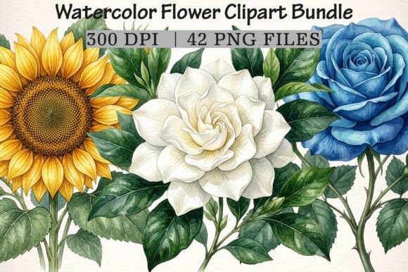 Download Watercolor Flower Clipart Bundle - Watercolor flower Collection